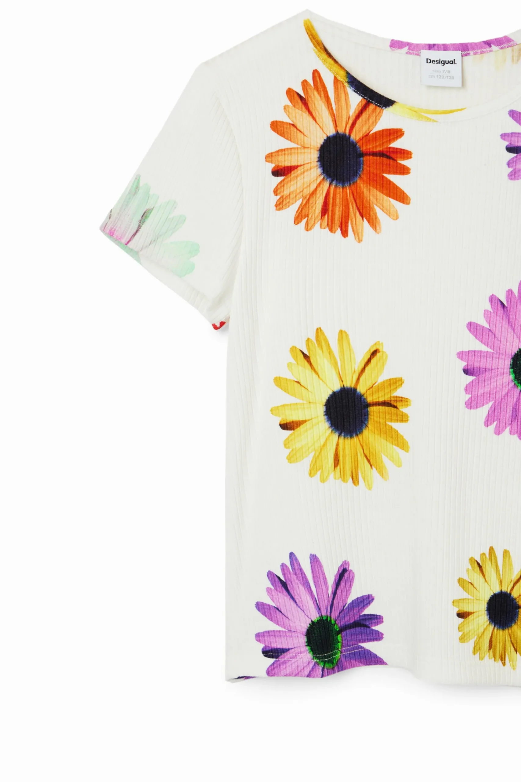 T-shirts E Camisas<Desigual T-shirt canelada margaridas