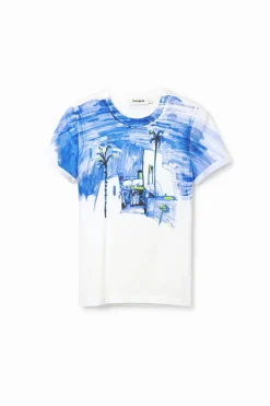 Camisas E Blusas|T-shirts<Desigual T-shirt paisagem mediterrâneo