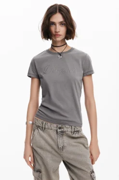 Camisas E Blusas|T-shirts<Desigual T-shirt slim strass