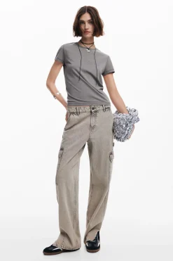 Camisas E Blusas|T-shirts<Desigual T-shirt slim strass