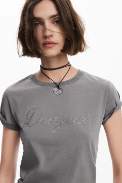 Camisas E Blusas|T-shirts<Desigual T-shirt slim strass
