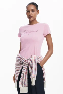 Camisas E Blusas|T-shirts<Desigual T-shirt slim strass