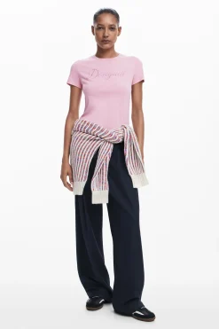 Camisas E Blusas|T-shirts<Desigual T-shirt slim strass