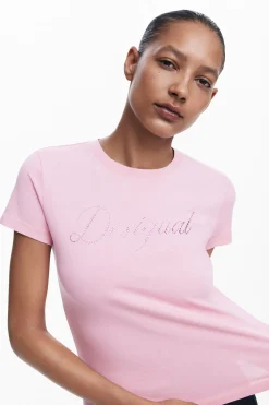 Camisas E Blusas|T-shirts<Desigual T-shirt slim strass