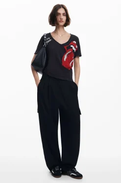 Camisas E Blusas|T-shirts<Desigual T-shirt strass The Rolling Stones