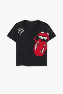 Camisas E Blusas|T-shirts<Desigual T-shirt strass The Rolling Stones