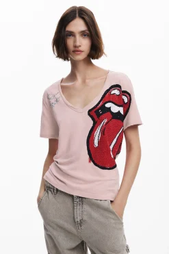 Camisas E Blusas|T-shirts<Desigual T-shirt strass The Rolling Stones