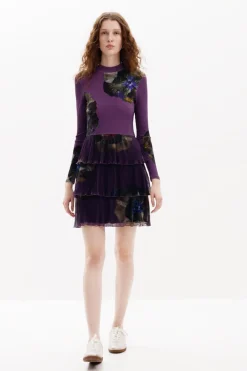 Vestidos E Macacões<Desigual Vestido com babados e flores
