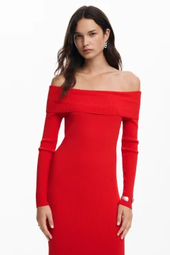 Roupa De Malha|Vestidos E Macacões<Desigual Vestido com decote bardot