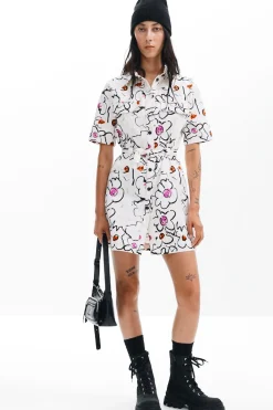 Vestidos E Macacões<Desigual Vestido com flores desenhadas