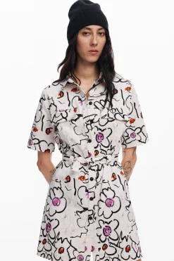 Vestidos E Macacões<Desigual Vestido com flores desenhadas
