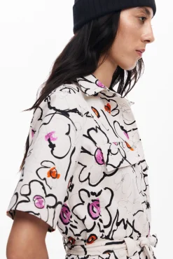 Vestidos E Macacões<Desigual Vestido com flores desenhadas