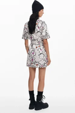 Vestidos E Macacões<Desigual Vestido com flores desenhadas