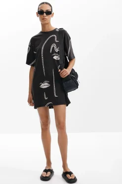 Vestidos E Macacões<Desigual Vestido com ilustrações