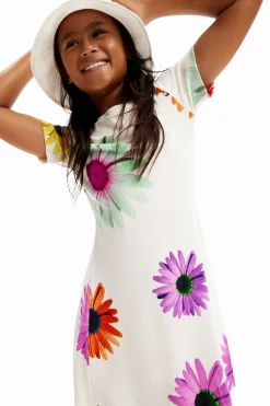 Vestidos<Desigual Vestido curto canelado margaridas