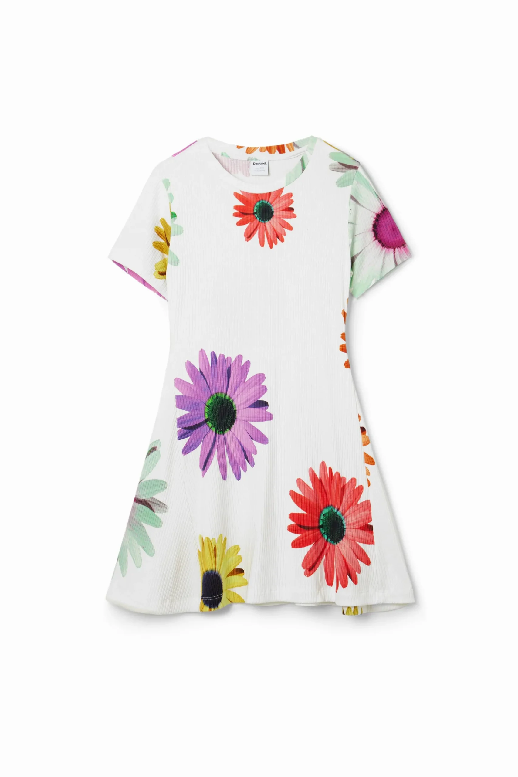 Vestidos<Desigual Vestido curto canelado margaridas