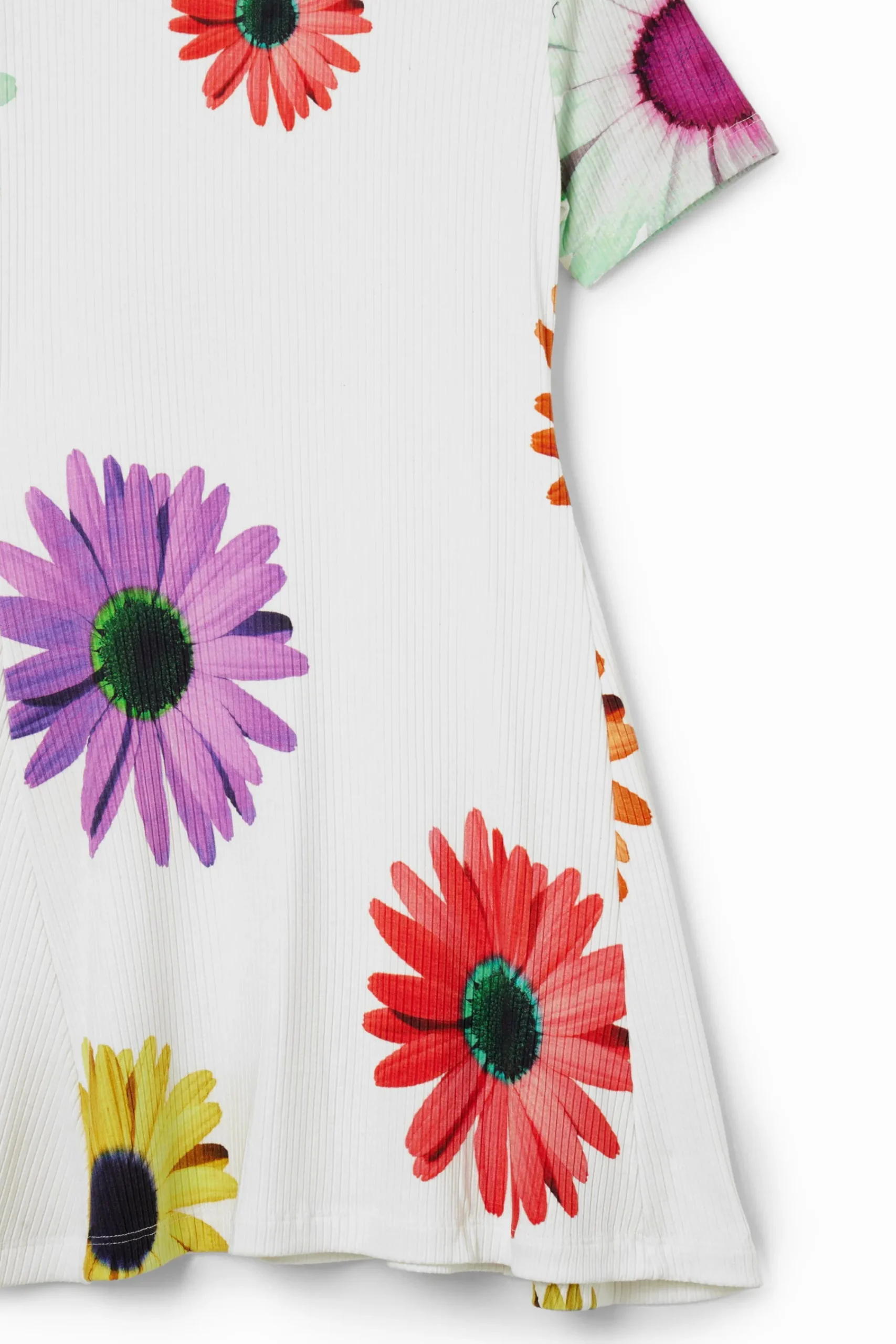 Vestidos<Desigual Vestido curto canelado margaridas
