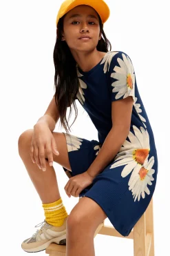 Vestidos<Desigual Vestido curto canelado margaridas