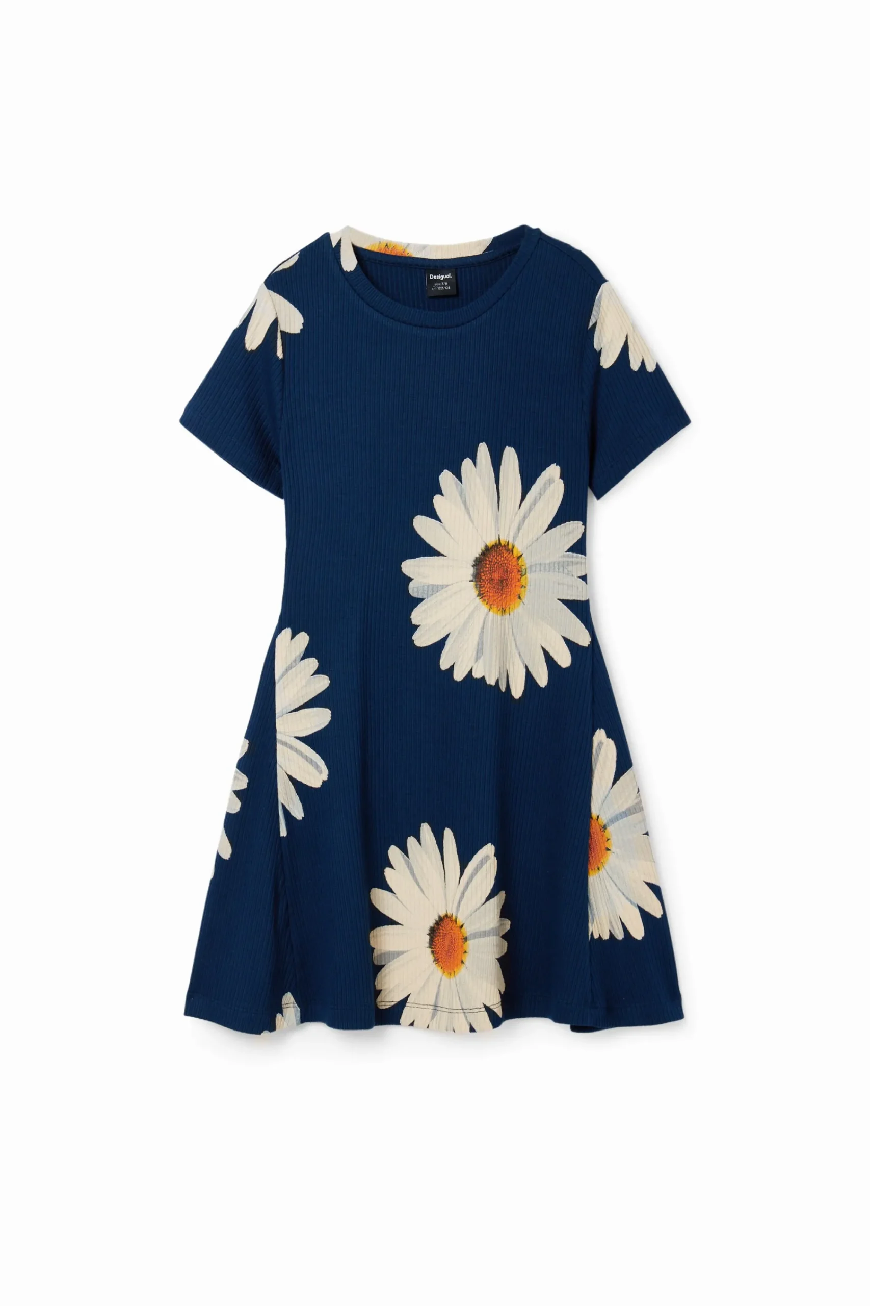 Vestidos<Desigual Vestido curto canelado margaridas