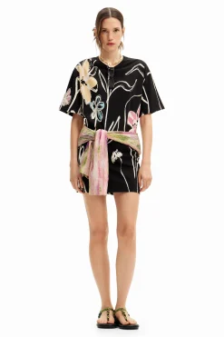 Vestidos E Macacões<Desigual Vestido curto flores ilustradas