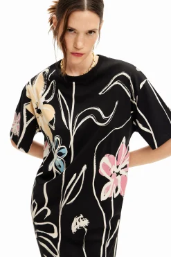 Vestidos E Macacões<Desigual Vestido curto flores ilustradas
