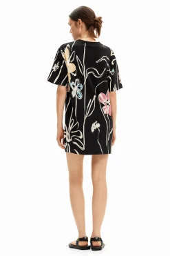 Vestidos E Macacões<Desigual Vestido curto flores ilustradas