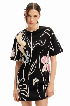Vestidos E Macacões<Desigual Vestido curto flores ilustradas