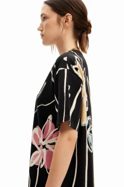 Vestidos E Macacões<Desigual Vestido curto flores ilustradas