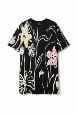 Vestidos E Macacões<Desigual Vestido curto flores ilustradas