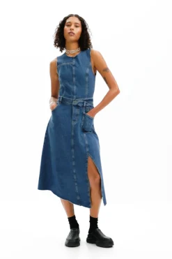 Vestidos E Macacões<Desigual Vestido de ganga sem mangas e cintura ajustável.