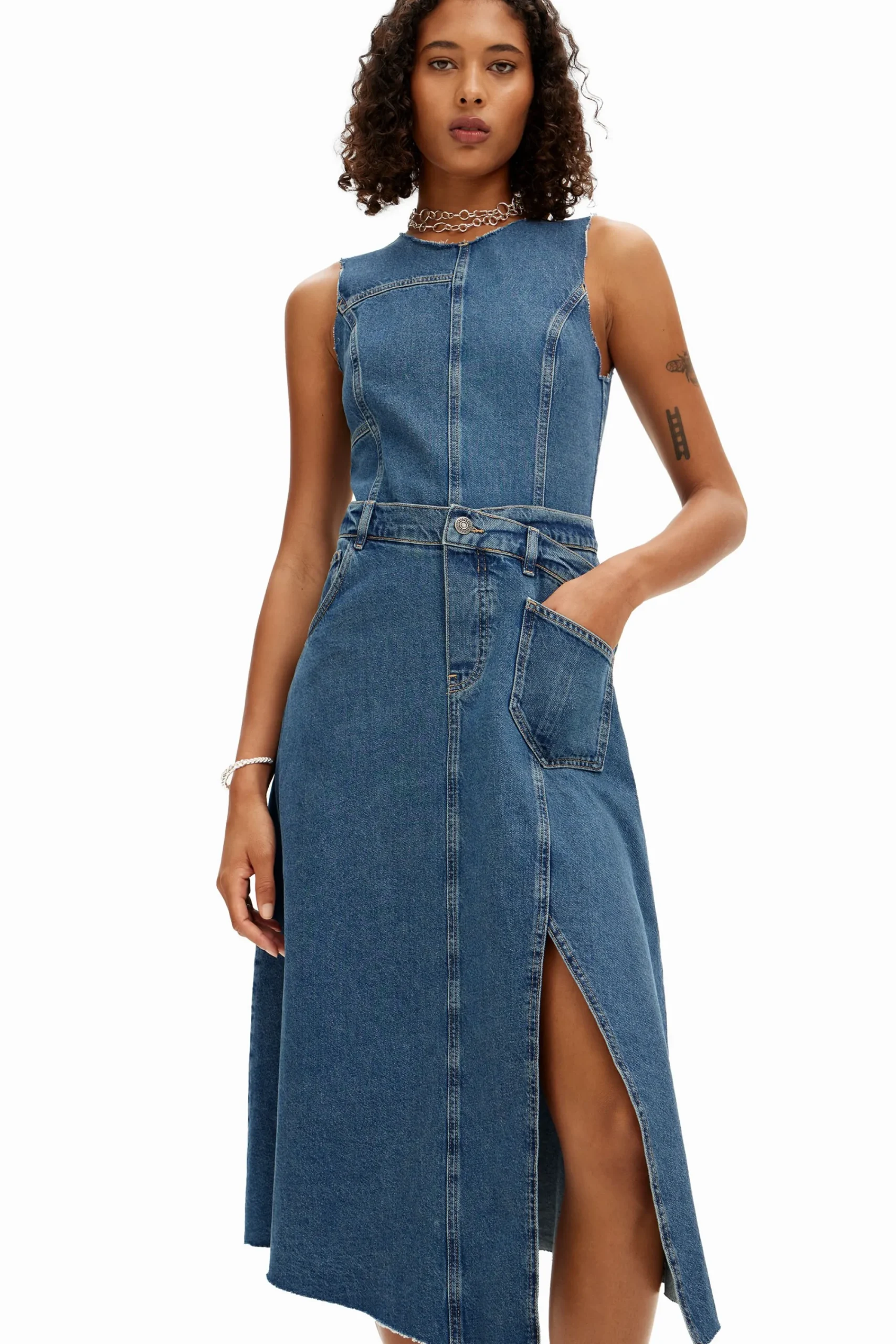 Vestidos E Macacões<Desigual Vestido de ganga sem mangas e cintura ajustável.