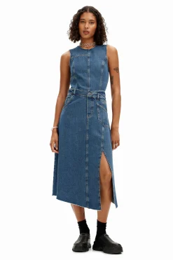 Vestidos E Macacões<Desigual Vestido de ganga sem mangas e cintura ajustável.