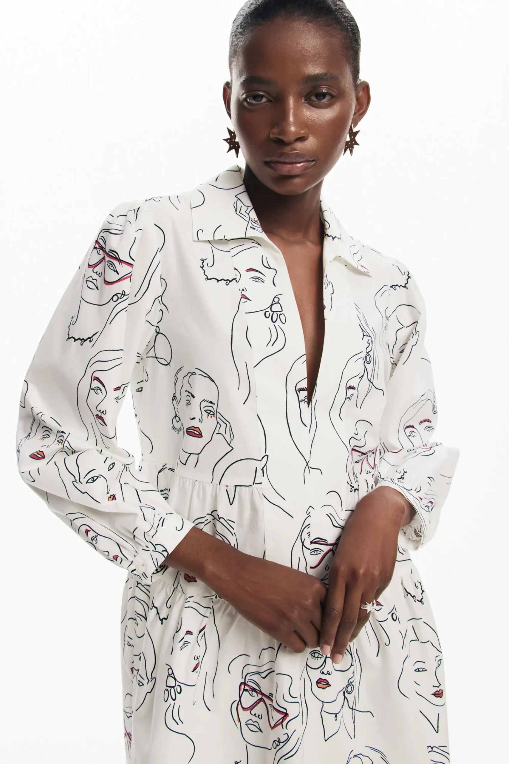 Vestidos E Macacões<Desigual Vestido de rostos