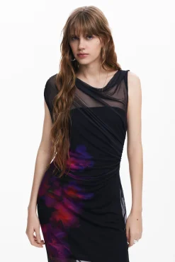 Vestidos E Macacões<Desigual Vestido de tul com flores