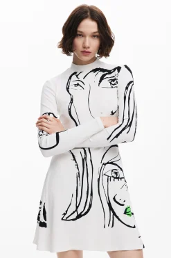 Vestidos E Macacões<Desigual Vestido estampado de rostos