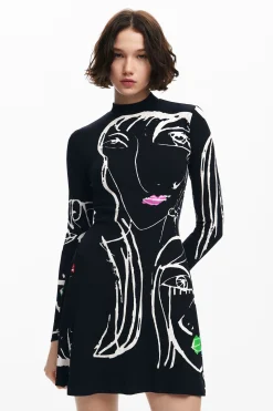 Vestidos E Macacões<Desigual Vestido estampado de rostos