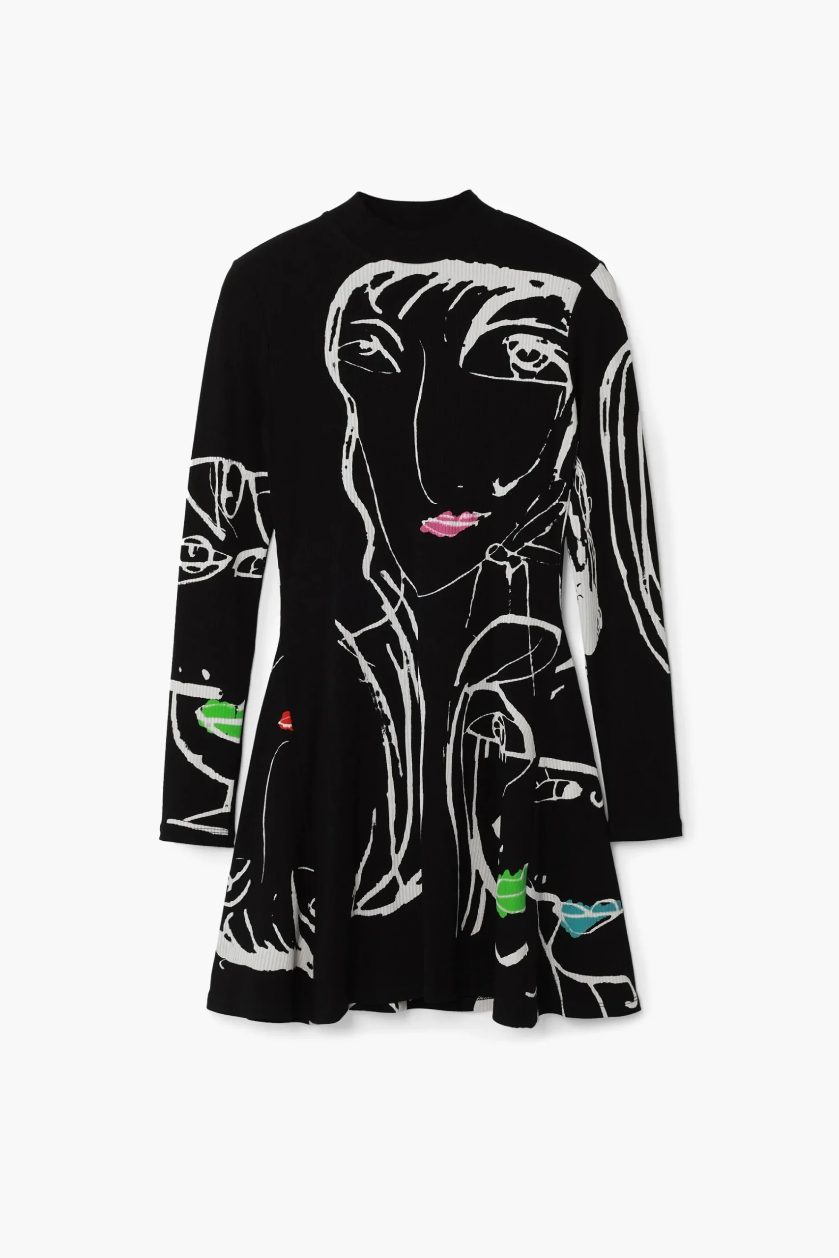 Vestidos E Macacões<Desigual Vestido estampado de rostos