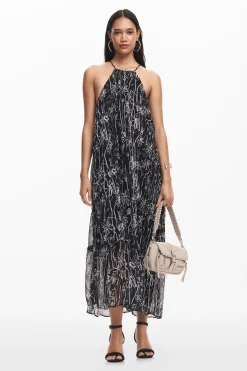 Vestidos E Macacões<Desigual Vestido halter com ilustrações de flores