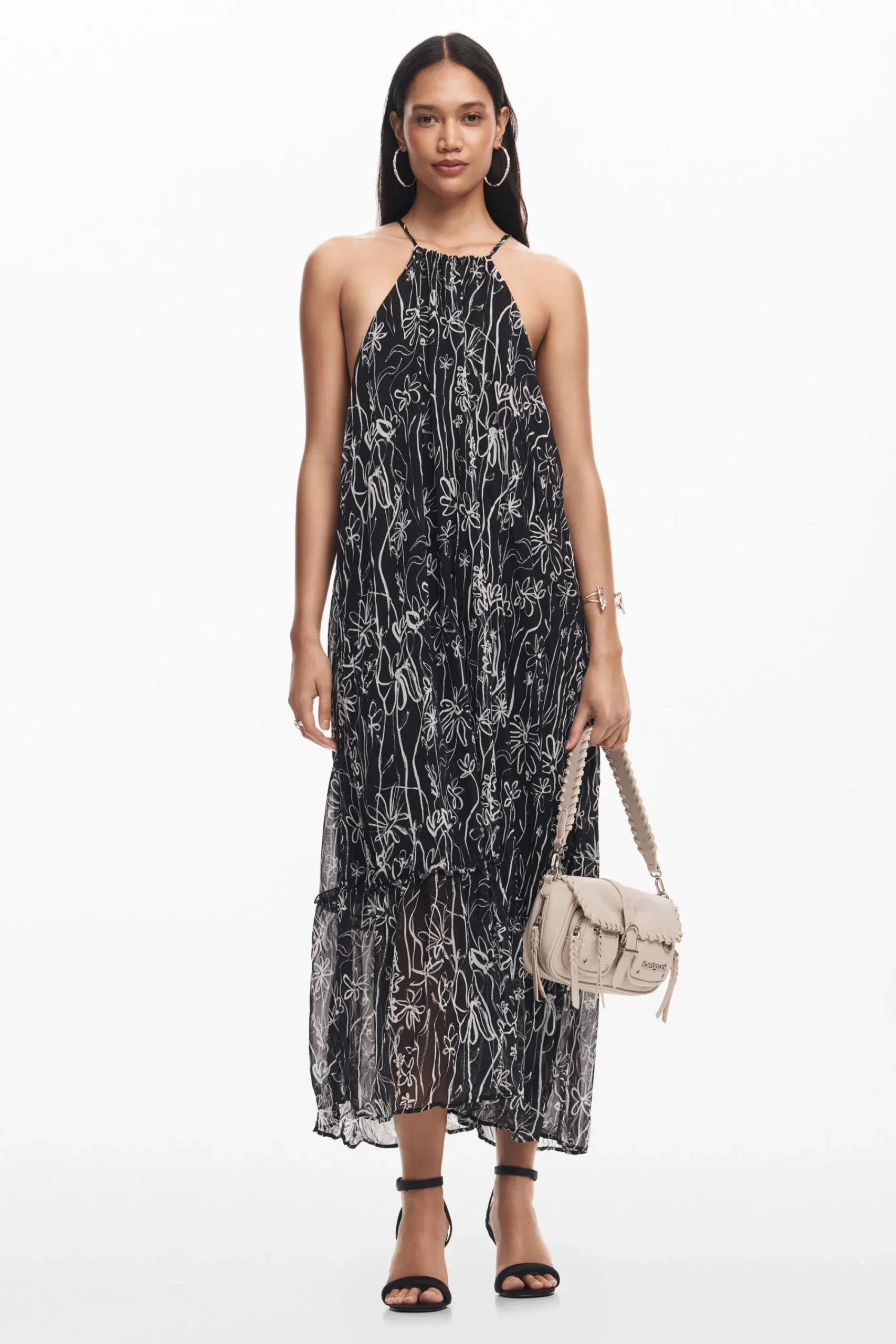 Vestidos E Macacões<Desigual Vestido halter com ilustrações de flores