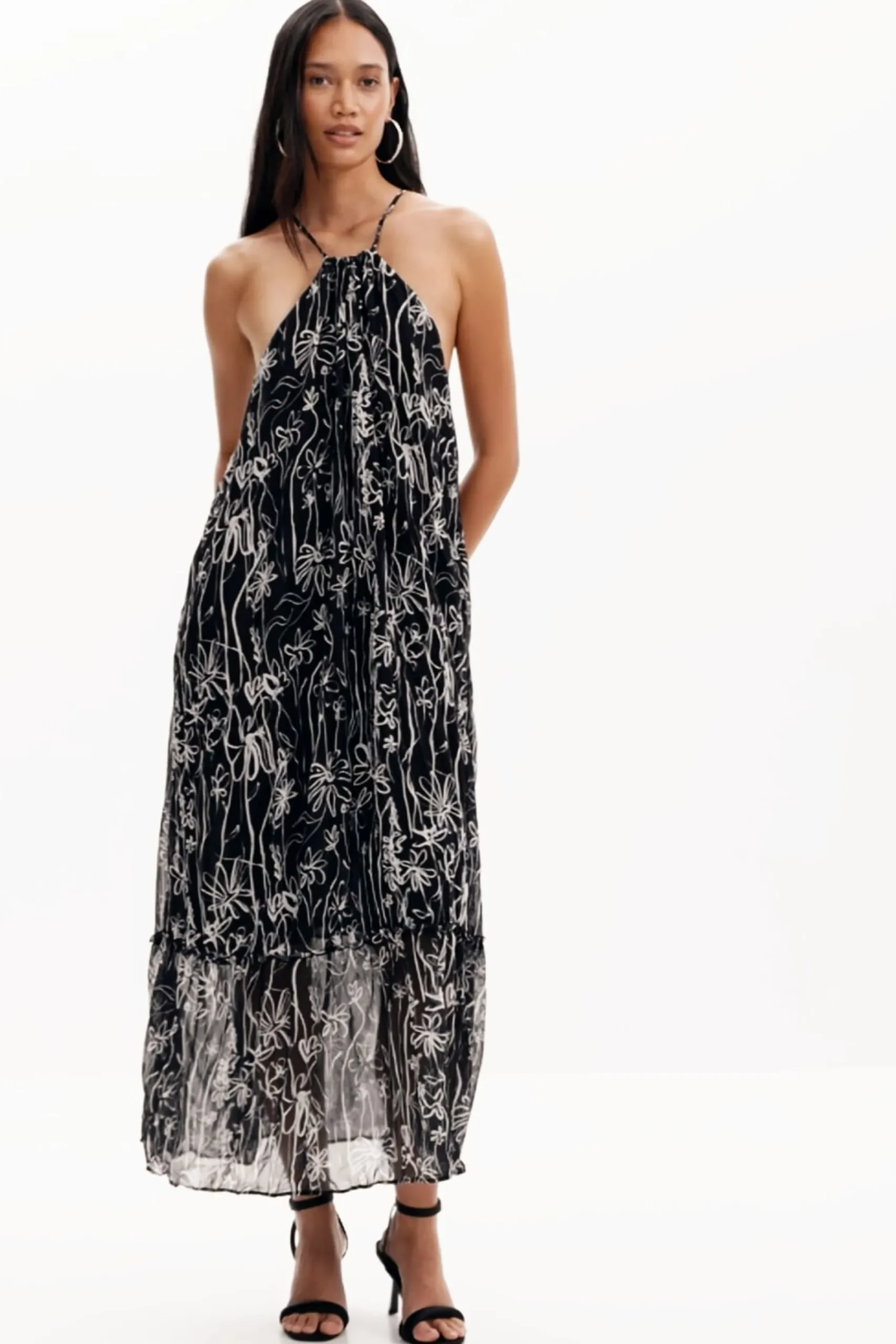 Vestidos E Macacões<Desigual Vestido halter com ilustrações de flores
