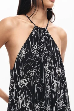 Vestidos E Macacões<Desigual Vestido halter com ilustrações de flores