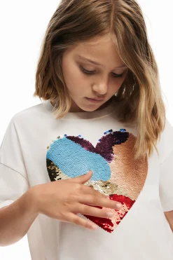 T-shirts E Camisas<Desigual Vestido listrado coração