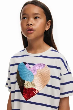 T-shirts E Camisas<Desigual Vestido listrado coração