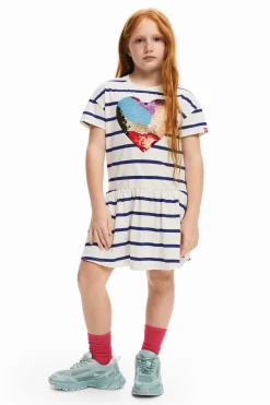 Vestidos<Desigual Vestido listrado coração