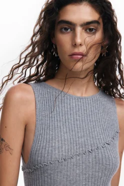 Roupa De Malha|Vestidos E Macacões<Desigual Vestido longo canelado