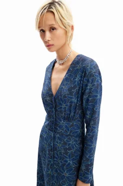 Vestidos E Macacões<Desigual Vestido midi camiseiro flores