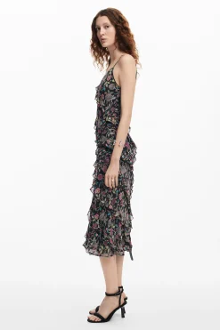 Vestidos E Macacões<Desigual Vestido midi com babados