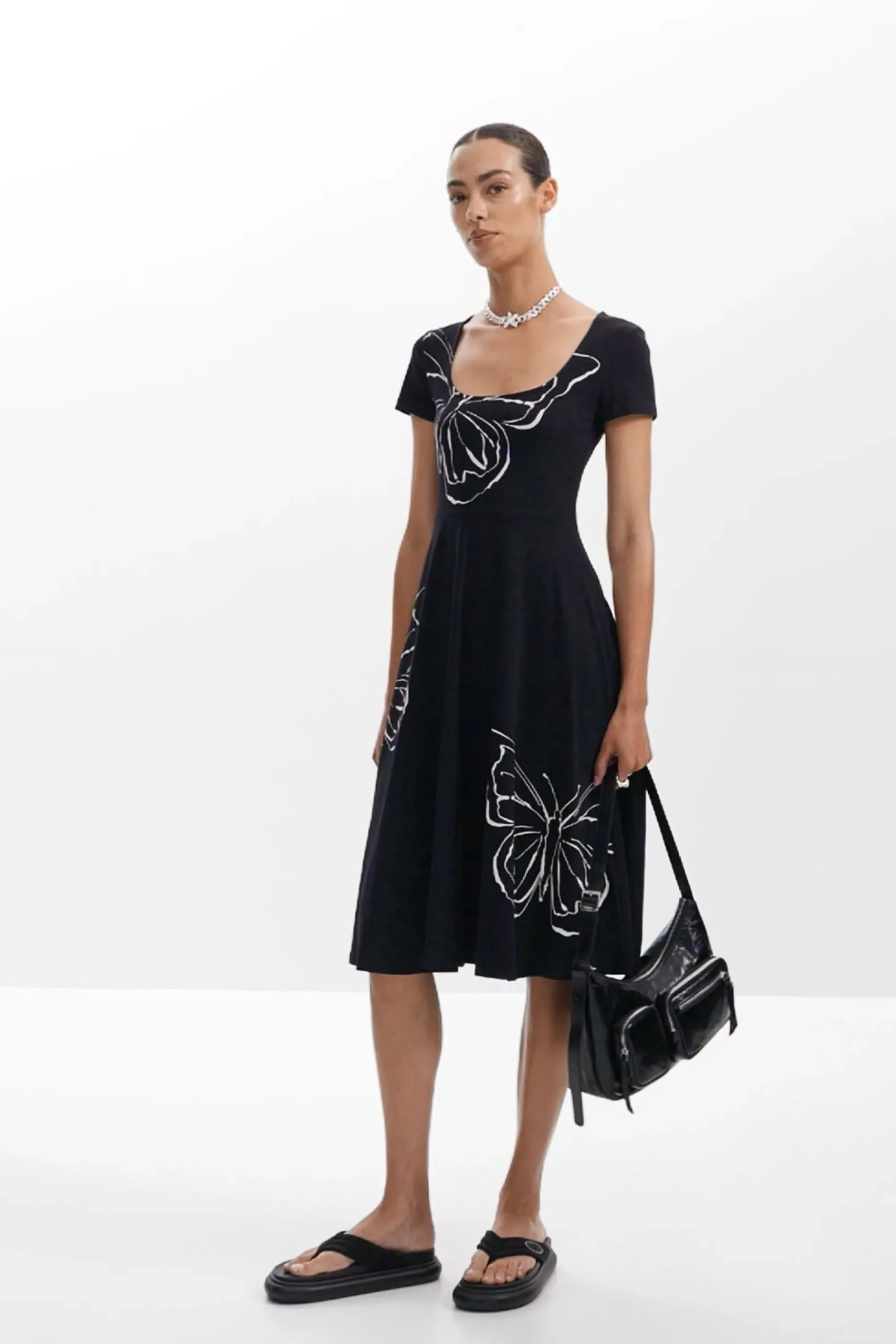 Vestidos E Macacões<Desigual Vestido midi com borboletas