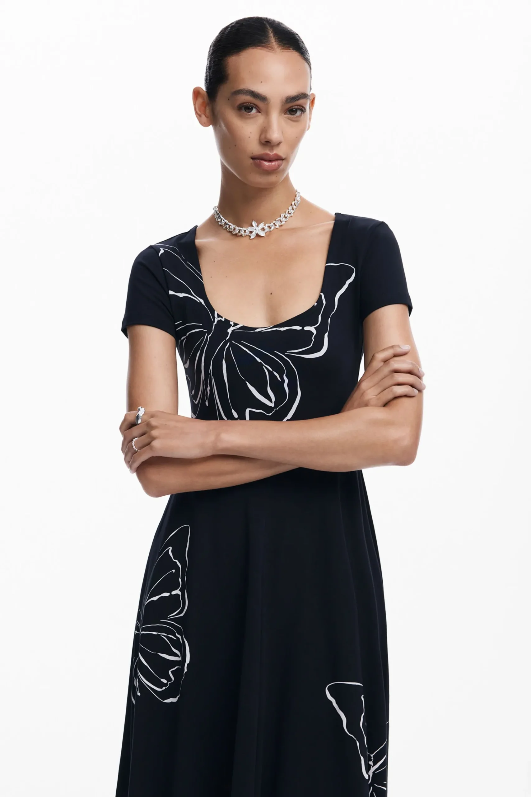 Vestidos E Macacões<Desigual Vestido midi com borboletas
