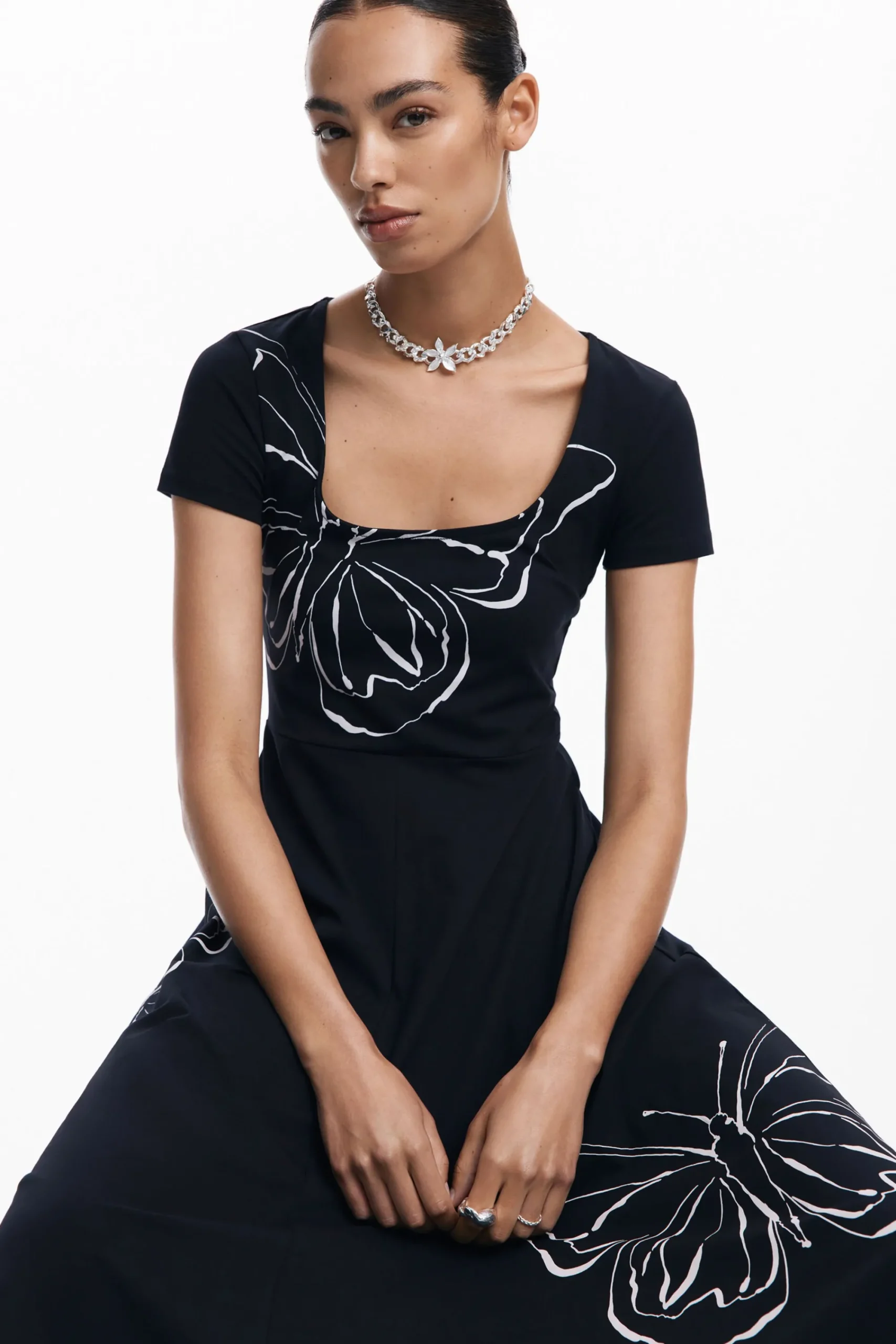 Vestidos E Macacões<Desigual Vestido midi com borboletas